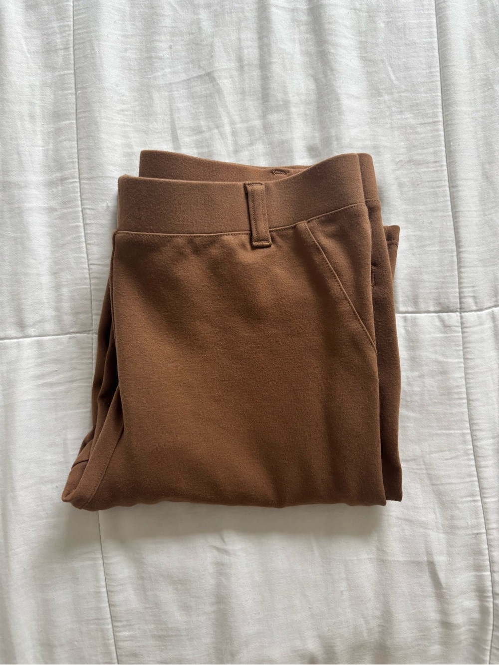 Quince Ultra-Stretch Ponte Straight Leg Pants - Roasted Pecan - Picture 5 of 6